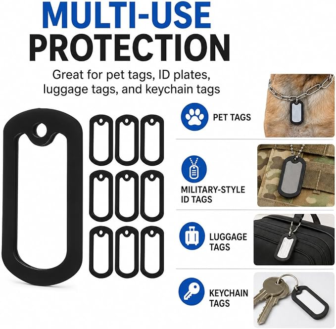 VOSAREA 36pcs Dog Tag Silencers, Black Silicone Pet Tag Silencer Covers, Protective Cover Guards for Noise Reduction and Scratch Protection