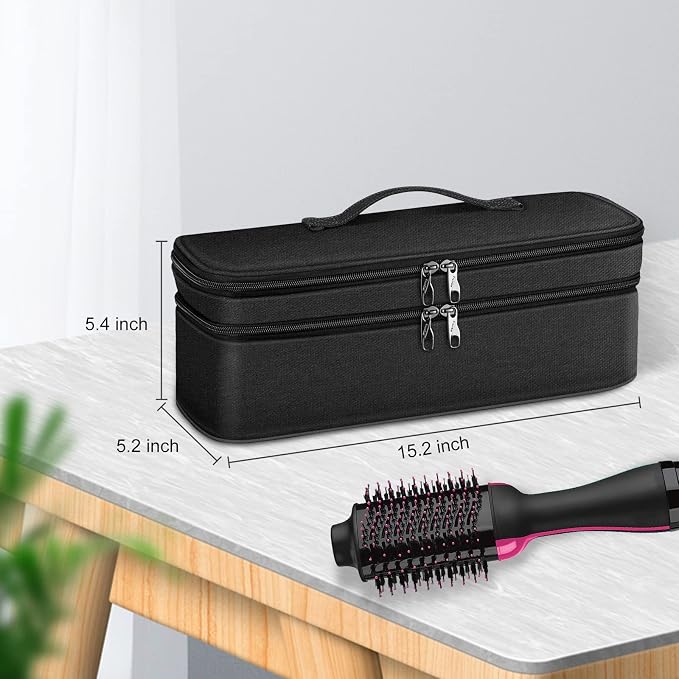 SITHON Double-Layer Travel Carrying Case for Shark FlexStyle/SmoothStyle, Water Resistant Storage Organizer Bag for Airwrap Styler, Also for Revlon One-Step Hair Dryer (Bag Only) (Black)
