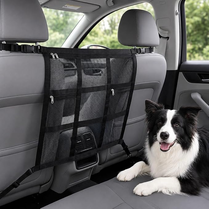 Dog Barrier for VW Caddy 2003-2020 Pet Travel Net | Car Dog Safety Protection | Back Seat Divider | Breathable Mesh | Adjustable Strap | Vehicle Organizer | Outdoor Adventures