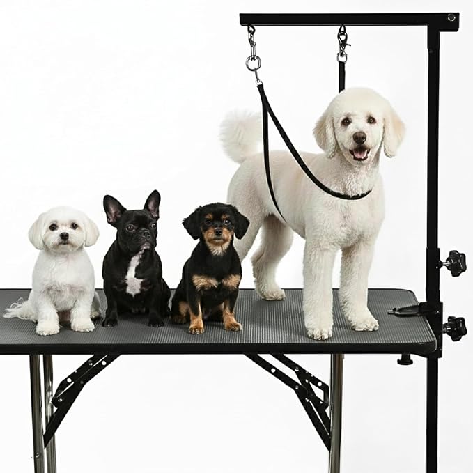 Dog Grooming Arm with Pet Grooming Hammock, getlstub 35" Pet Grooming Table Arm with Adjustable No Sit Haunch Holders, Dog Grooming Stand with Loop Noose for Small and Medium Pets at Home or Salon