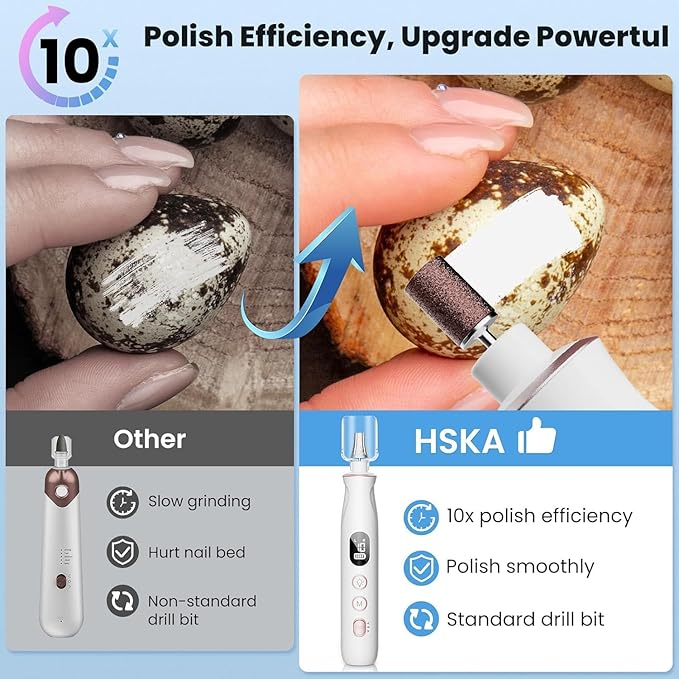 Nail File Drill, Long-Lasting Electric Thick Toe Nail Grinding Tools for Seniors, Rechargeable Cordless Nail Filer, Buffer, Sander, Remove Cuticles, Callus for Men & Women Gifts