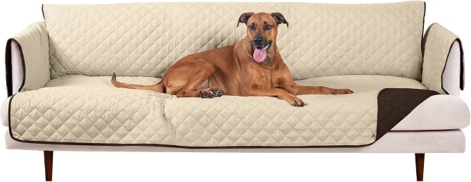 Furhaven Water-Resistant & Reversible XL Sofa/Couch Cover Protector for Dogs, Cats, & Children - Two-Tone Pinsonic Quilted Living Room Furniture Cover - Espresso/Clay, Extra Large Sofa