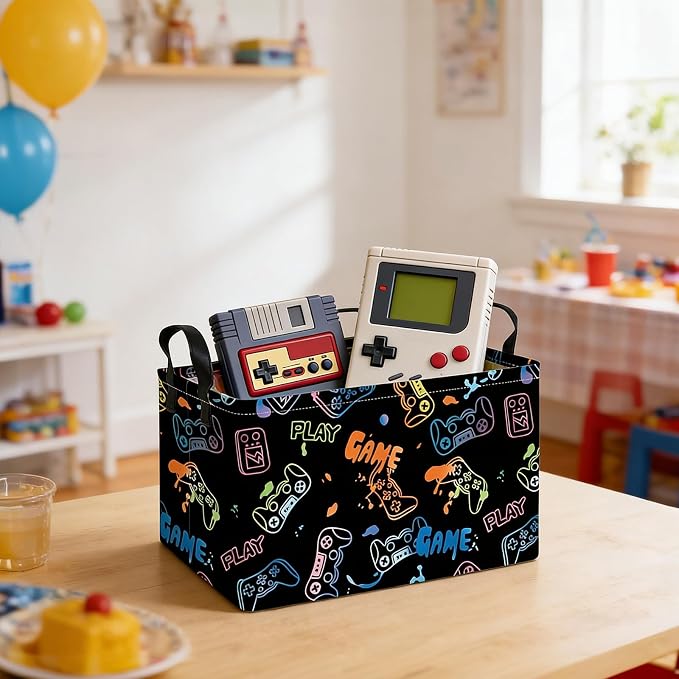 Rectangular Game Storage Basket | Gifts Bag for Toys,Books,Clothes,Gifts,Pets-Perfect for Home,Office,Nursery,Dorm,Shelf