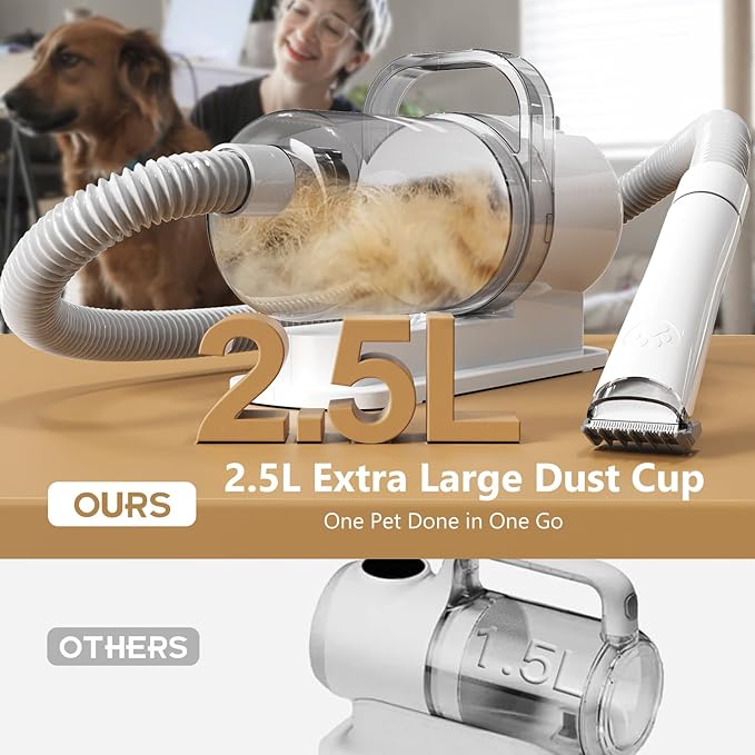 Dog Grooming Kit, Pet Grooming Vacuum & Dog Clippers, 6 in 1 Pet Grooming Vacuum with 5 Professional Grooming Shedding Tools for Dogs Cats
