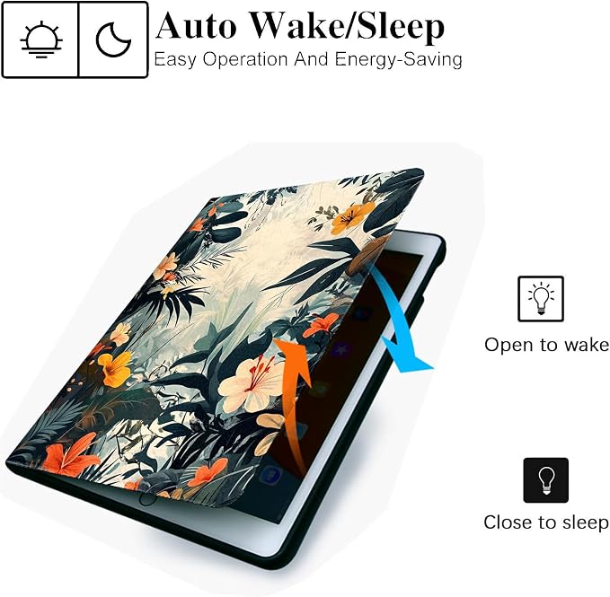 for Microsoft Surface Go 4/3/2/1-10.5" 2021 Tablet Case,Auto Wake/Sleep,Adjustable Stand Protective Cover - Tropical Plant