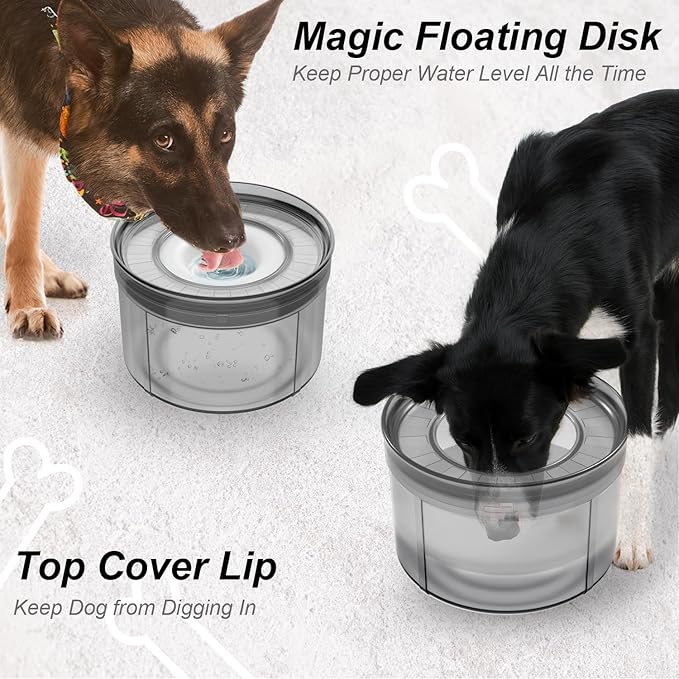Techphardo 1Gallon No Spill Dog Water Bowl-3.8L Large Capacity, BPA-Free, Anti-Splash & Anti-Digging Design with Non-Slip Base, for Messy Drinkers