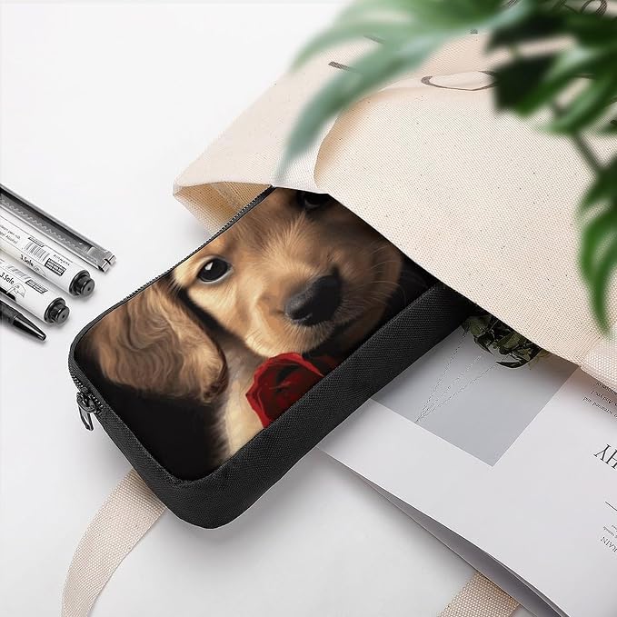 Pencil Pouch Cute Pet Dog Pencil Case Zipper Storage Bag Portable Pen Bag Desk Organizer Marker Pen Case Small Makeup Bags