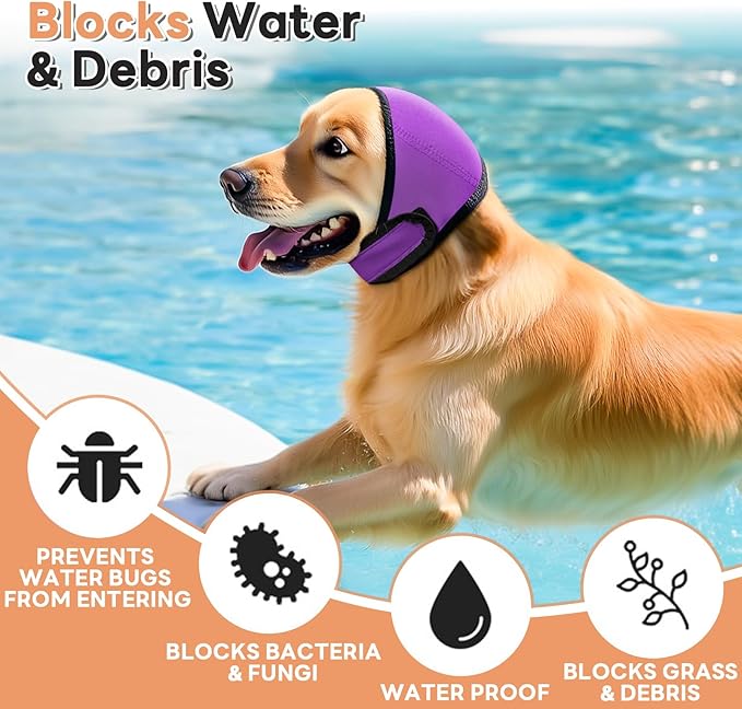 Dog Ear Muffs Noise Protection, Water-Resistant, No-Shake Ear Muffs for Grooming, Bathing, Swimming & Noise Relief