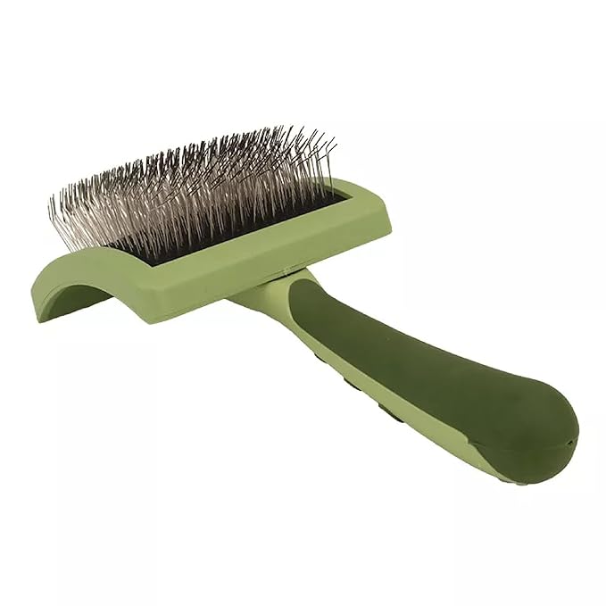Coastal Pet - Safari - Curved Firm Slicker Brush with Coated Tips for Long Hair, No Color, Medium (6.5" L x 4.0625" W)