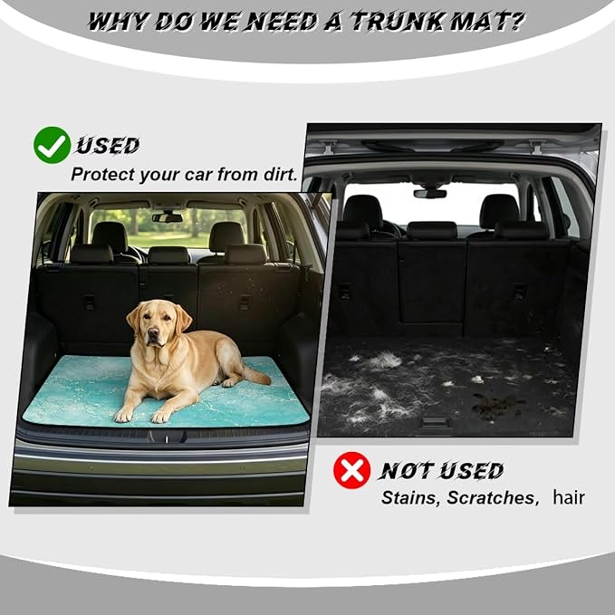 Howilath Turquoise Marble Car Trunk Liner All Weather Cargo Mat, SUV Trunk Mat for Cars Non-Slip Car Trunk Mat Universal Vehicle Interior Protection, Fits Most Sedan & SUV
