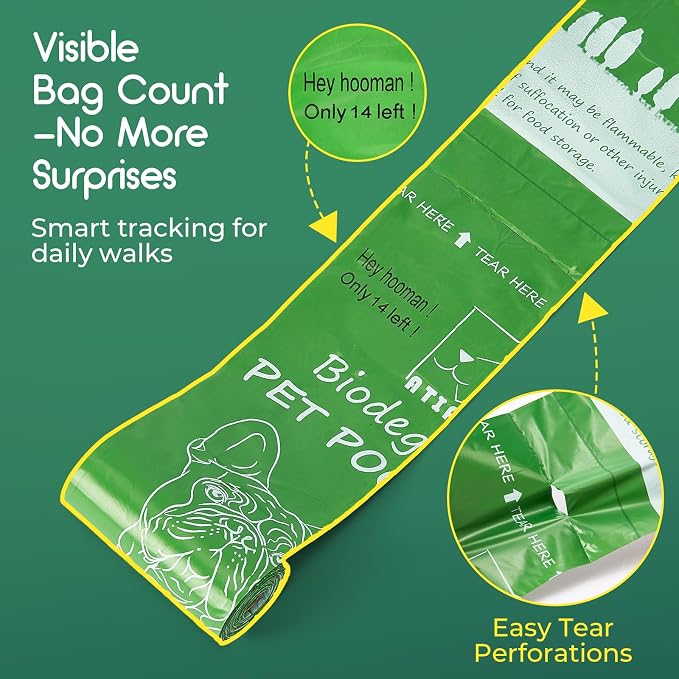 ATIFBOP Biodegradable Dog Poop Bags 150 Counts with Dispenser | Leak Proof, Extra Thick, with Dispenser
