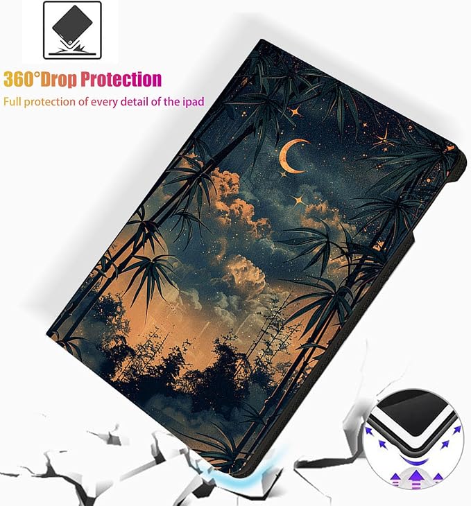 for Microsoft Surface Go 4/3/2/1-10.5" 2021 Tablet Case,Auto Wake/Sleep,Adjustable Stand Protective Cover - Starry Bamboo Night