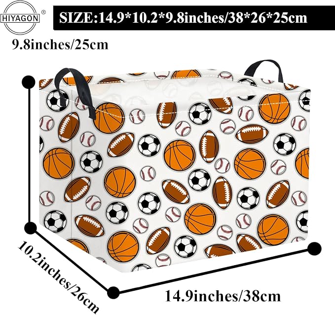 Rectangular Easter Basket Baby Girl Basket Fabric Storage Bin Organizer Box Room Decor(Sports)