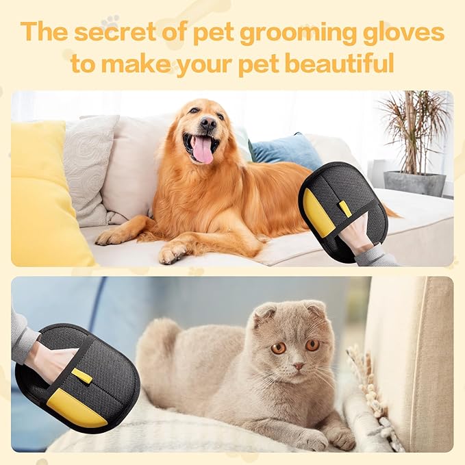 Rhino Ben Pet Hair Remover, Reusable Electrostatic Pet Hair Remover,Double Sided Pets Grooming Gloves,for Cat,Dog,Clothing,Couch,Furniture,Carpet,Car Seat