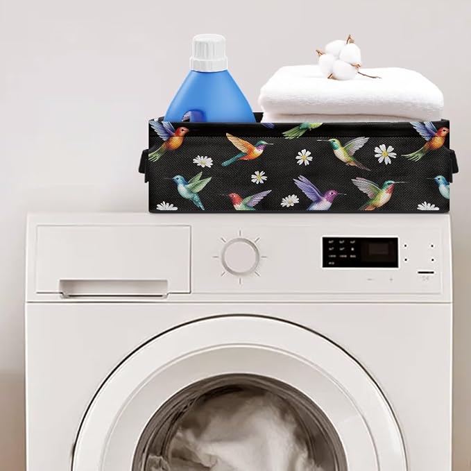 Bird Flower Toilet Paper Basket for Organizing with Handle Decorative Storage Bins for Countertop Toilet Paper Storage Basket Toilet Tank Top Small Basket