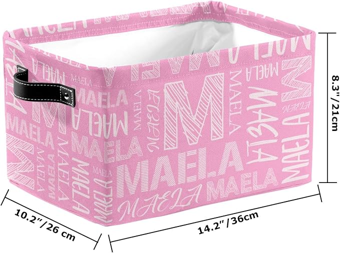 Foldable Personalized Storage Box for Boys Girls with Name Waterproof Kids Custom Storage Bin Baskets Cube Boxes Organizer with Handles for Organizing Shelf Closet, 1 Pack