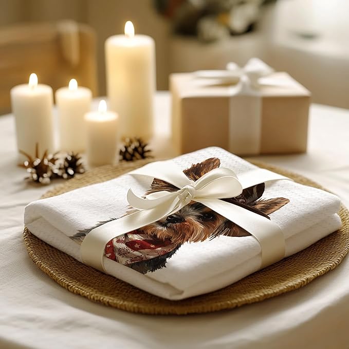 Cabana Bro Yorkshire Terrier Gifts Kitchen Towels, Yorkie Gifts for Women Decorative Hand Towels for Bathroom, Funny Western Cowboy Yorkshire Terrier Dish Tea Towels for Kitchen, 16x24 Inch