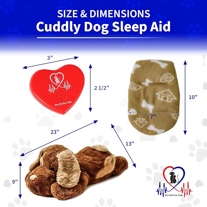 Pet Fit For Life Cuddle Pup Toy with Heartbeat & Heat Pack - 23" Long Large | Heartbeat & Heat Pack with USB Rechargeable Design. Huggable Teddy Bear Texture for Crate Training and Cozy Comfort.