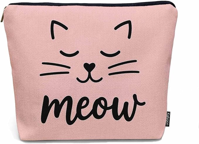 Cat Cute Cosmetic Bags For Women, Funny Kitten Cat Face Meow Roomy Makeup Bag Toiletry Bag Accessories Organizer Storage Bags Makeup Pouch For Travel Business Gym Camping Bathroom, Pink