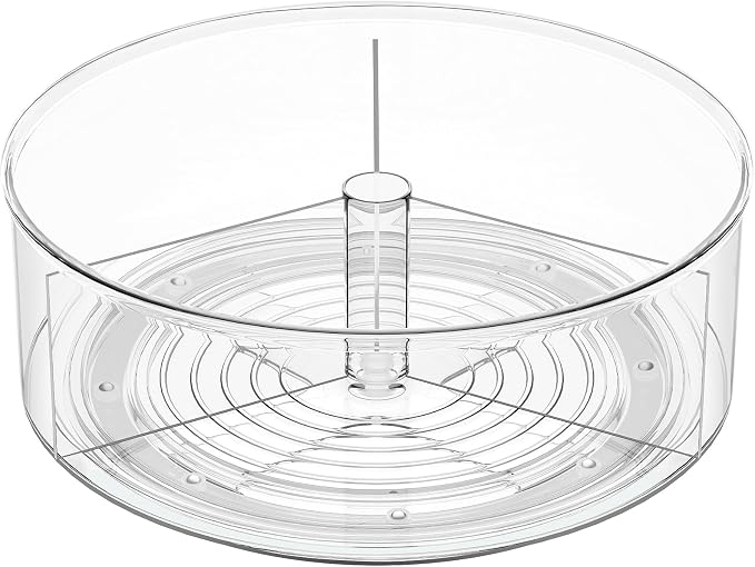 Divided Drink Packet Organizer, Largr Rotating Clear Lazy Susan Turntable | for Powdered Drink Mix, Water Drink Packet Holder, Water Flavor Packet, Coffee, Tea – Space-Saving Countertop Organizer