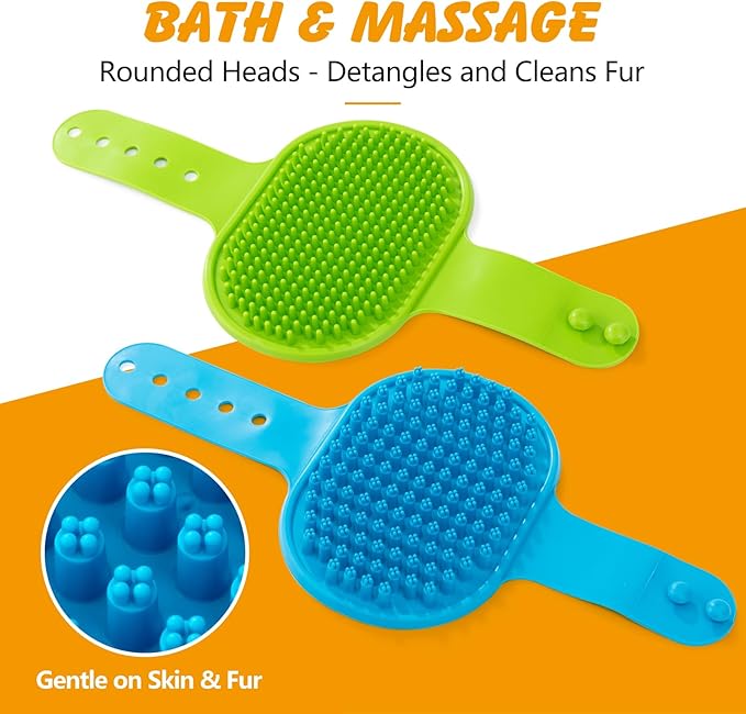 ondware 6PCS Dog Bath Brush Set, Dogs Scrubber for Short and Long Haired Dogs, Dog Shampoo Brush for Shedding, Bathing, Massaging and Grooming