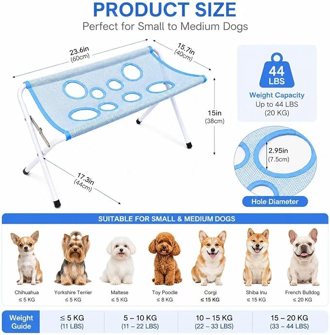 Foldable Pet Bathing Stand Dog Grooming Hammock 8-Hole Mesh 44lb Capacity | Foldable Pet Bathing Hammock Stand With Quick Dry 8-hole Mesh,Portable Shower Rack For Cat Dog Grooming Nail Trimming