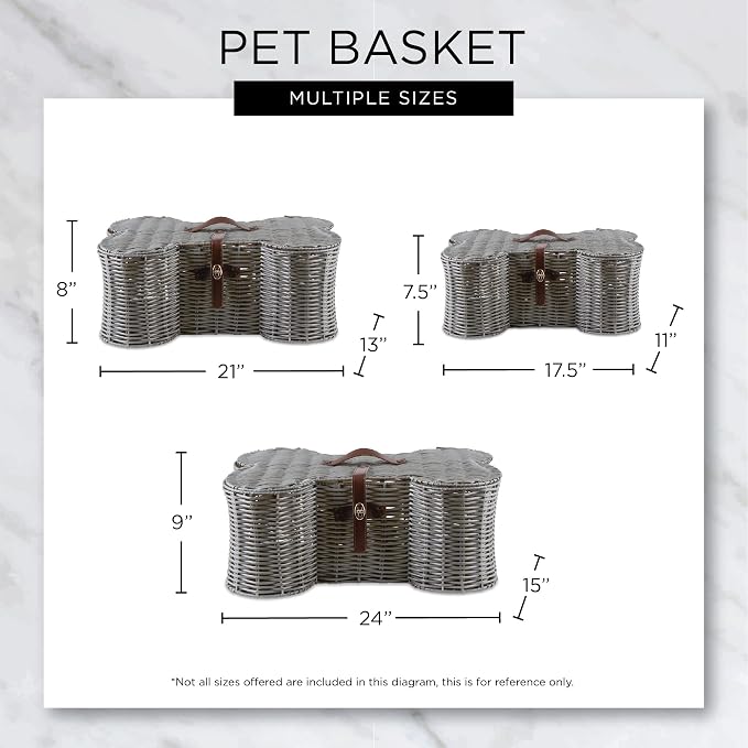 Bone Dry Pet Storage Collection Toy Basket, Medium, 21x13x8", Gray Plastic Wicker