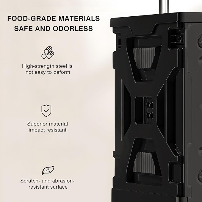 VECELO 66LHeavy-Duty 2-in-1 Foldable Utility Cart, Large Capacity Rolling Crate, Thickened Material with Silent Swivel Wheels, Dual Modes (Basket/Flatbed) for Grocery, Laundry, Camping, Black