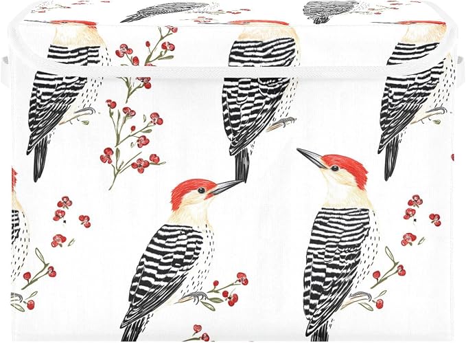 Beauty Red - Bellied Woodpecker Birds White Storage Box Containers For Storage for Bed Sheet Shelf