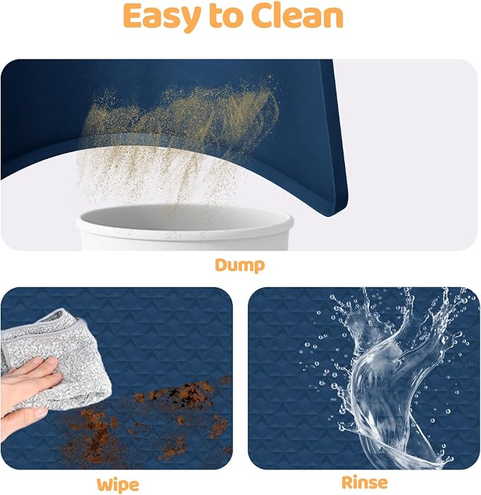 Silicone Dog Bed Mat 51"x 25.6" Crate Mat for Dog Cages, Blue | Extra Large Kennel Mat with Raised Edge, Washable, Leakproof, Waterproof Dog Mat for Crate, Dog Floor Mat to Protect Floors