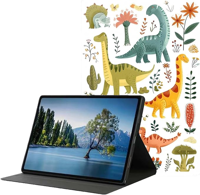 for Samsung Galaxy Tab S6 Lite 10.4" Tablet Case 2022/2020(SM-P610/P613/P615/P619),Premium Leather Folio Stand Auto Wake/Sleep,Multiple Viewing Stand,Cartoon Funny Dino