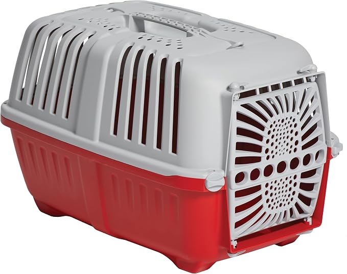 Midwest Homes Spree Travel Carrier, Small, 22-Inch, Red | Hard-Sided Pet Carrier, Plastic Door, Ventilated Design, Locking Tabs, Easy Assembly