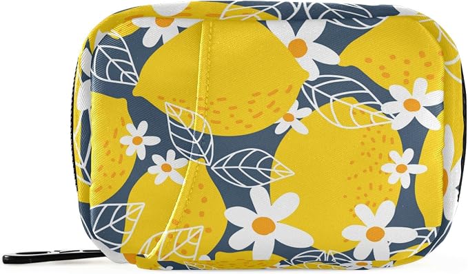 Lemon Fruits Weekly Pill Organizer, Pill Cases Bag Portable Pill Container 7 Days Cute Pill Box Organizer Vitamin Supplement Holder with Zipper for Travel Family Business Camping