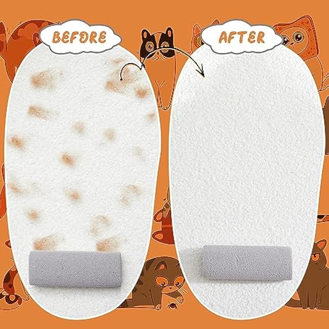Abbylike 3 Pcs Pet Hair Remover Pumice Stone Reusable Portable Dog Cat Hair Removal Tool Scraper for Carpet,Couch, Bedding, Car Upholstery, Furniture Cleaning (6.1 x 2.56 x 1.4 Inch,Gray)