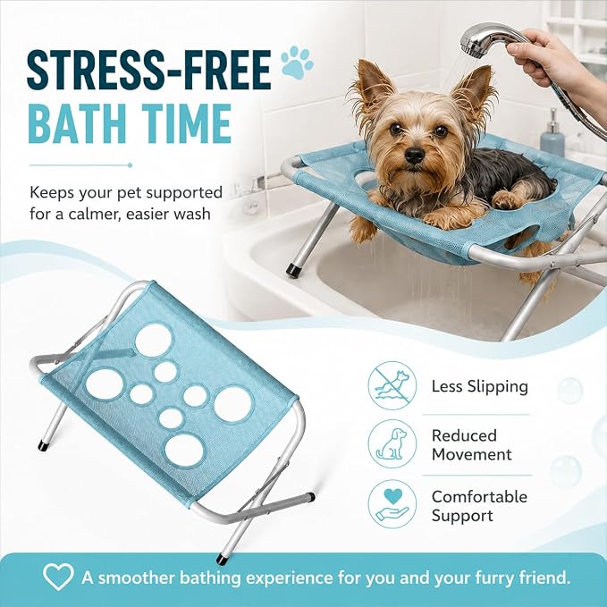 Pawspa Bath Hammock,Dog Bathing Hammock Stand for Tub, Pink