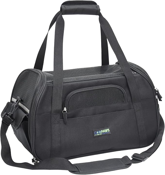 Jespet Airline Approved Soft-Sided Kennel Pet Carrier Travel Handbag | Lightweight, Foldable, Portable, Built-In Safety Leash, Luggage Sleeve, for Cats & Small Dogs, for Indoor & Outdoor