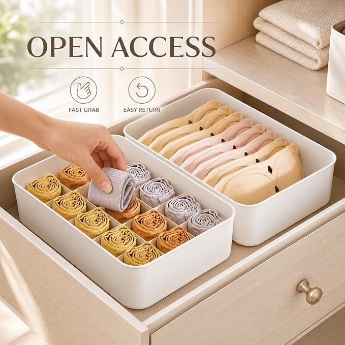 Home Drawer Organization Box, Stackable Drawer Divider for Underwear and Socks, for Clothing