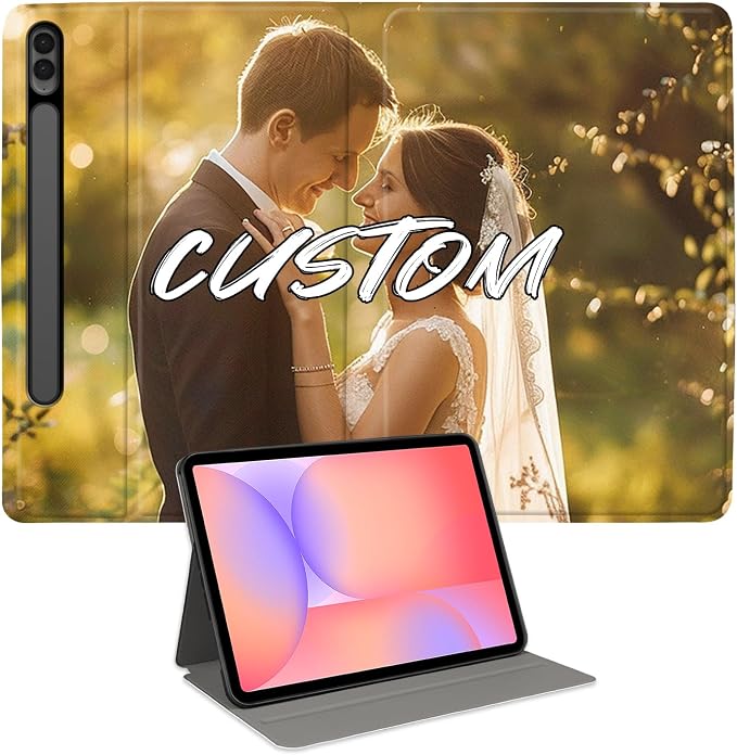 Custom Photo Personalized Flip Case for Samsung Galaxy Tab S9 FE Plus 12.4 inch(2023),Model Code: SM-X610/X616B, Samsung Galaxy Tablet Customized Picture Text Leather Stand Cover Protective Case
