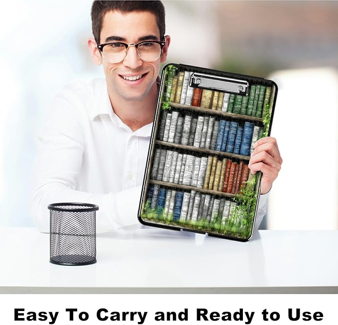 Heavy Duty Storage Clipboard, Slim Nursing Clipboard with Internal Pen Case, Portable File Organizer Case for A4 Letter Size Paper Office Medical Professionals, Green Books