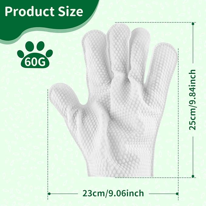 GLADFRESIT Pet Grooming Glove Wipes for Dogs & Cats, Hypoallergenic Deodorizing Cleansing Wipes with Coconut Oil & Botanical Extracts, Daily & Outdoor Care, 60g Portable and Lightweight (6 Pcs)