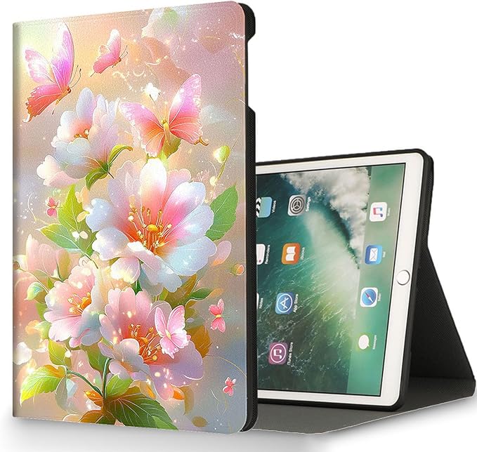 for Microsoft Surface Pro 7 Plus,Surface Pro 7/6/5/4 12.3" Tablet Case,Auto Wake/Sleep,Adjustable Stand Protective Cover - Pink Flower Butterfly