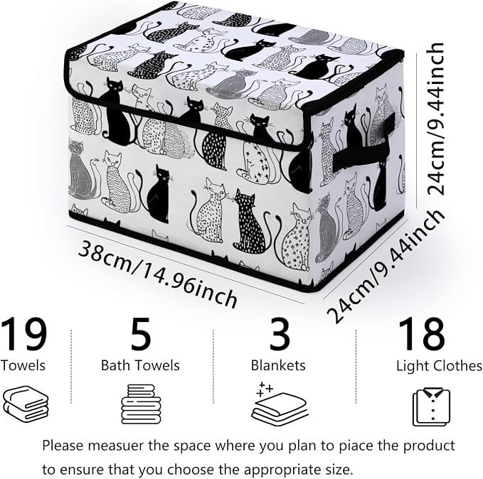 Stackable Storage Bins with Lids,Closet Organizers Fabric Box for Home and Office,Blanket Clothes Organizers,Under Bed Storage Containers 3 Pack