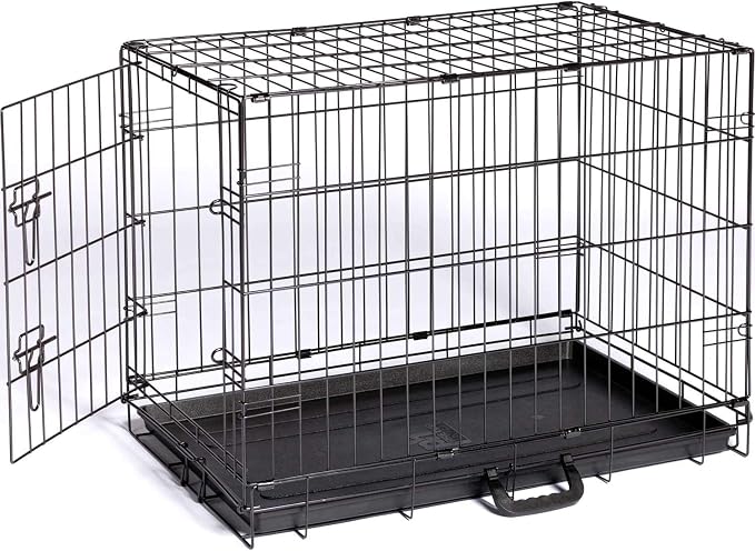 Prevue Pet Products Home On-The-Go Single Door Dog Crate - S, Black | Small Collapsible Dog Cage for Travel, Indoor and Outdoor Use, Foldable Kennel Design, Deep Plastic Pan