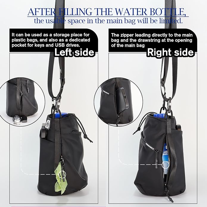 Multi-Function Crossbody Bag - Dog Walking Bag with Built-in Poop Bag Dispenser, Insulated Water Bottle Carrier & Waterproof Treat Pouch, Travel Toiletry Organizer for Pet Training, Hiking, Daily Use