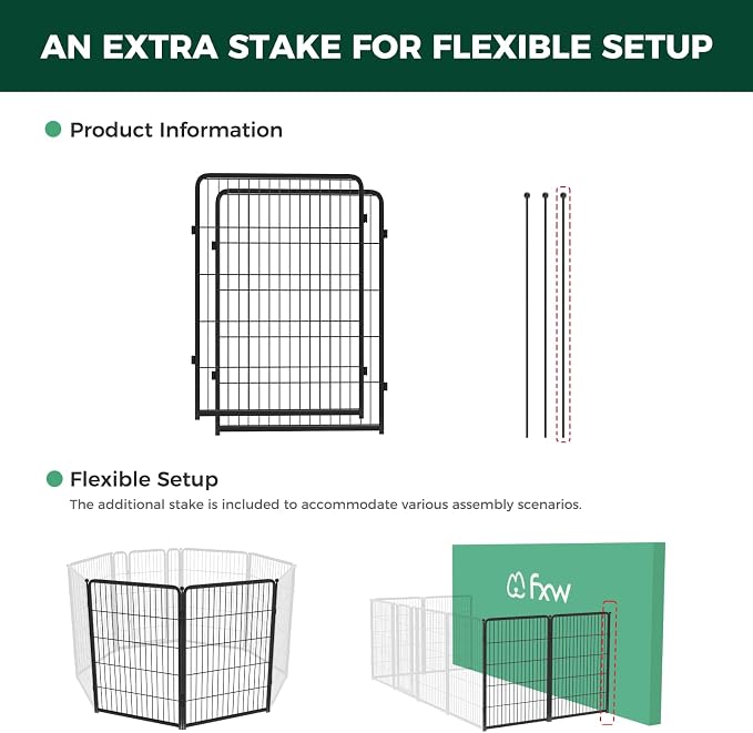 FXW Homeplus Indoor Dog Playpen, 40" H, 2 Panels, for Medium & Large Dogs | Stress-free play, Heavy-duty, Semi-open design, Easy setup, Threshold-free gate, Expandable, Patented