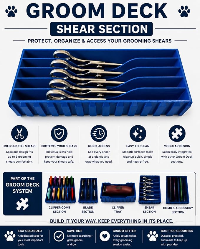 Groom Deck Modular Grooming Tool Organizer - Blue