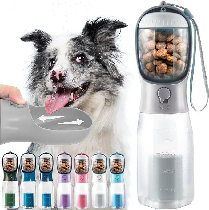 Portable Dog Water Bottle 3 in 1 Pet Travel Bowl Dispenser Treat Container