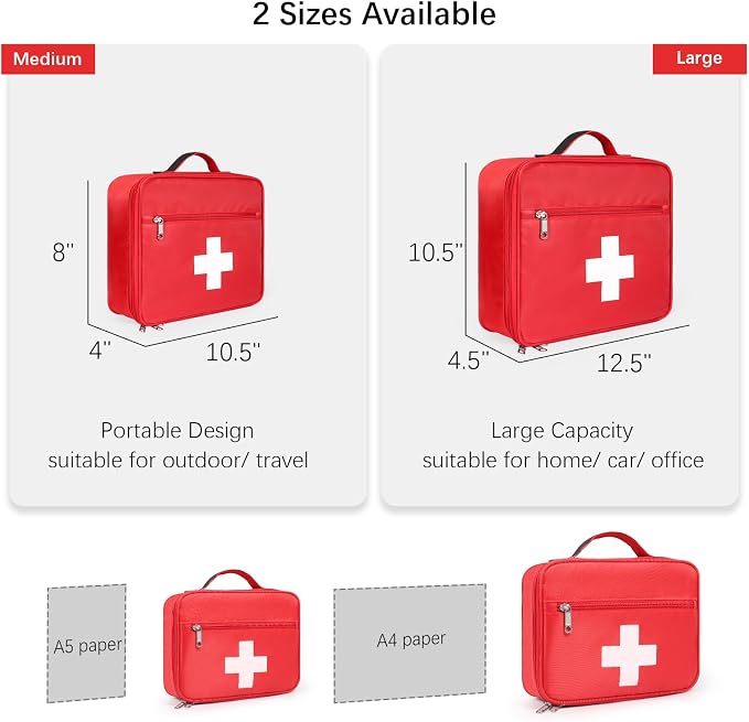 Gatycallaty First Aid Bag Empty Emergency Treatment Medical Bags Multi-Pocket for Home Office Car Traveling Hiking Trip (Medium, 1 Piece)