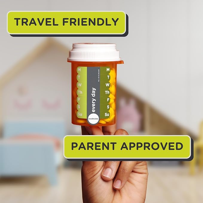 TOOKTAKE Daily Tracking Stickers for Vitamins & Medication in Any Form,Vitamin Organizer,Easy Pill Tracker,Daily Pill Organizer,Medicine Organizer,Weekly Pill Box,7 Day Week, AM/PM,Day & Night