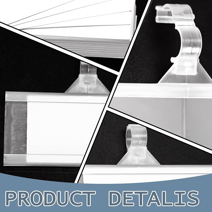 50 Pack Wire Shelf Label Holders, Reusable Price Card Display Clips (3" x 1.34") | Secure Snap Clip Design, Reusable Plastic Holder, Fits Wire Shelves For Price Tags, UPC Labels, Inventory and Product Display